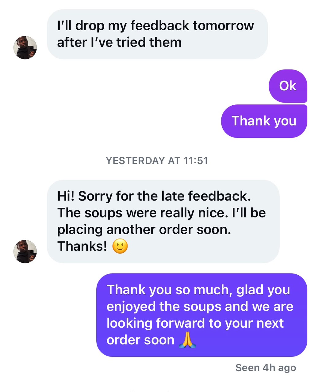 WhatsApp Customer Review 1 - Swallow Republic Lagos