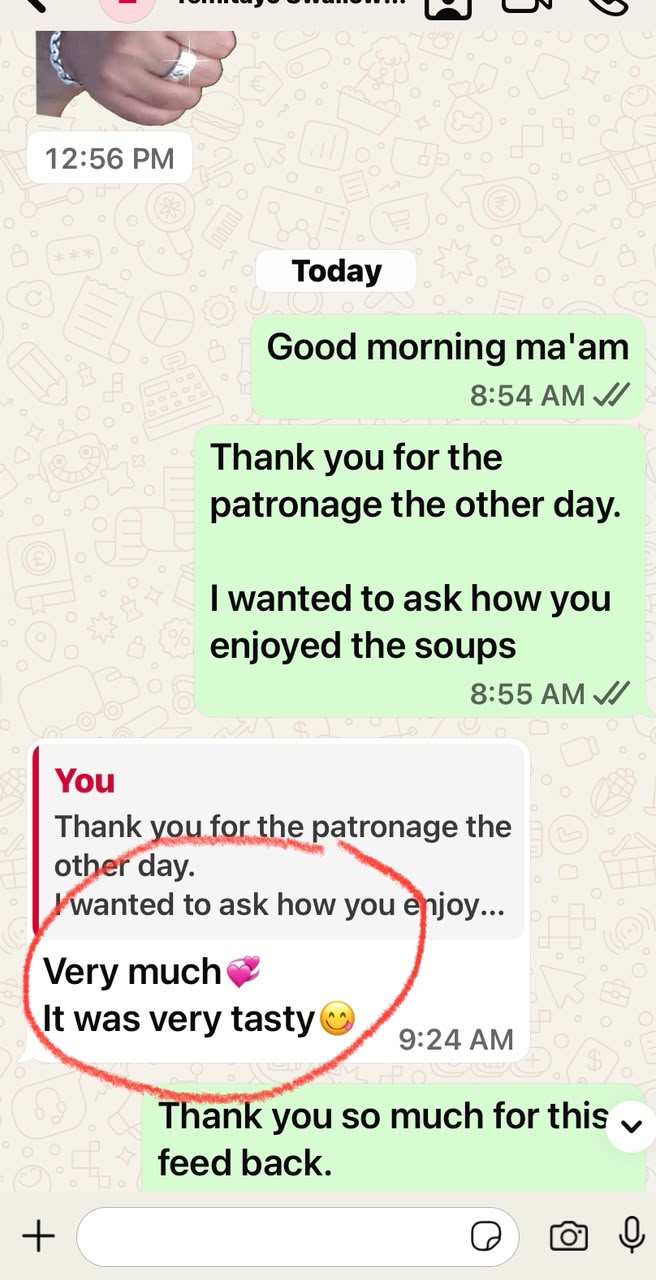 WhatsApp Customer Review 5 - Swallow Republic Lagos
