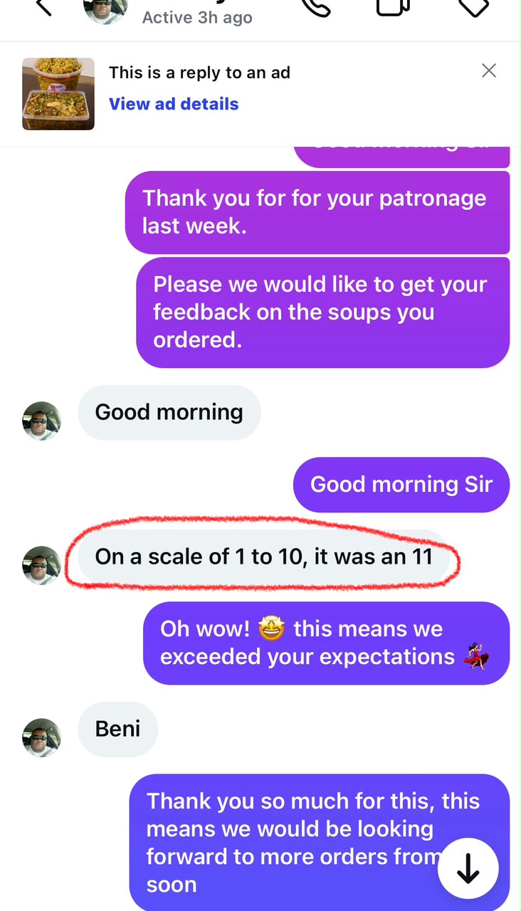 WhatsApp Customer Review 12 - Swallow Republic Lagos