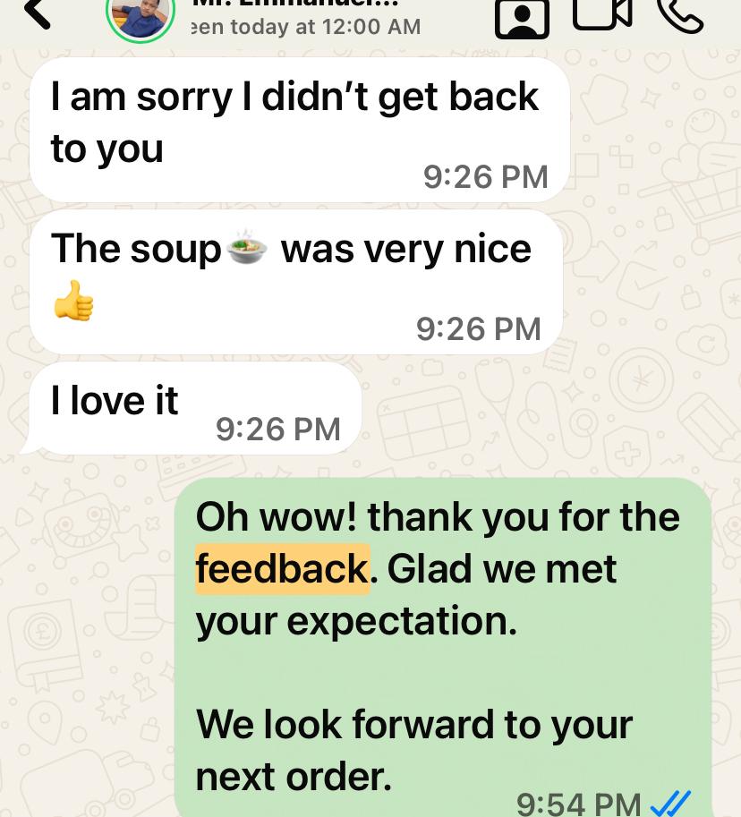 WhatsApp Customer Review 9 - Swallow Republic Lagos